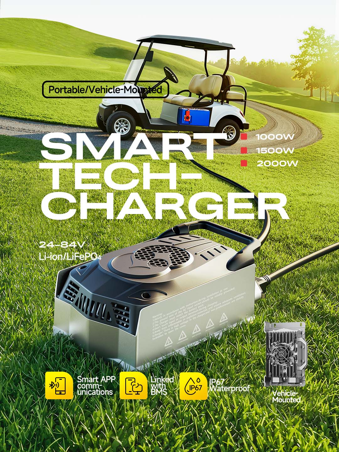 Smart Tech-Charger – Portable/Vehicle-Mounted, 1000-2000W